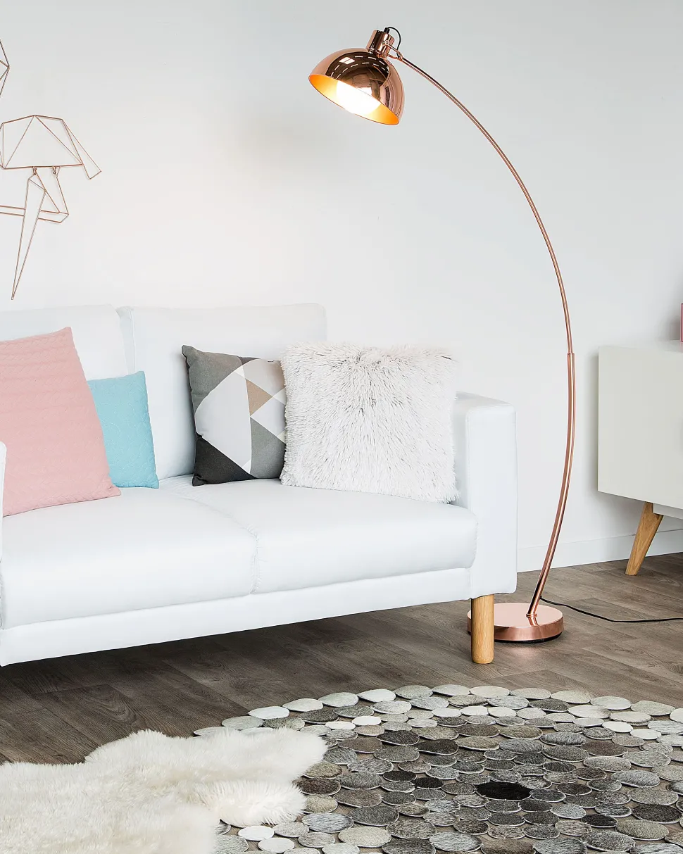 Tapete Redondo Em Pele Genuina Cinzenta 140 Cm Hilvan