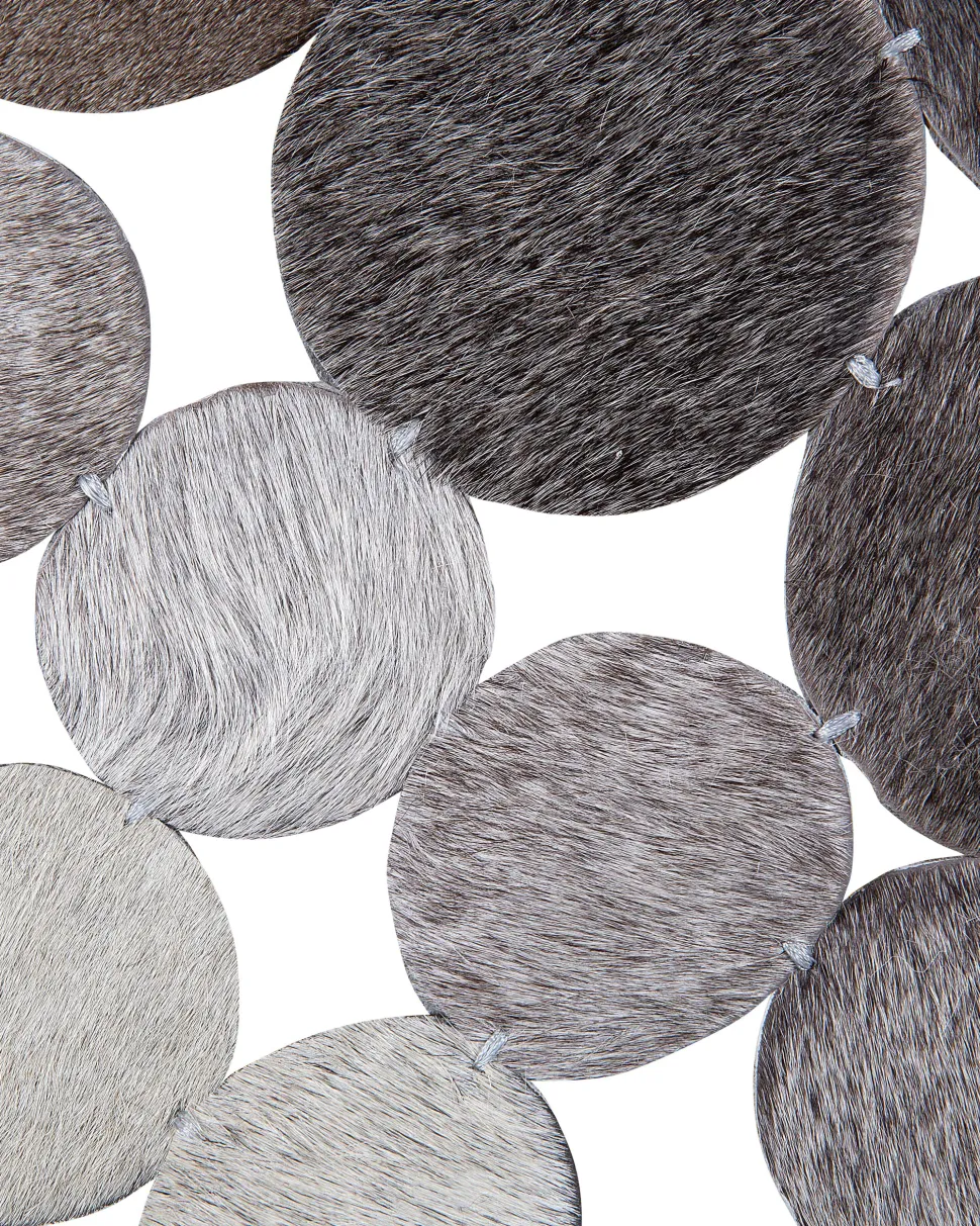 Tapete Redondo Em Pele Genuina Cinzenta 140 Cm Hilvan