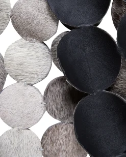 Tapete Redondo Em Pele Genuina Cinzenta 140 Cm Hilvan