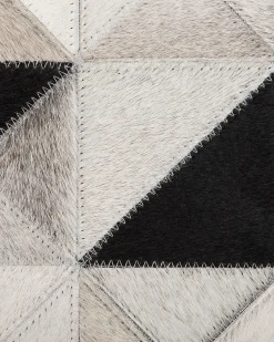 Tapete Redondo Em Pele Genuina Cinzenta E Preta 140 Cm Kirklar