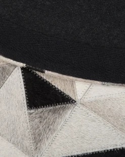 Tapete Redondo Em Pele Genuina Cinzenta E Preta 140 Cm Kirklar