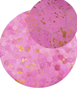 Tapete Redondo Em Pele Genuina Rosa 140 Cm Zeytin