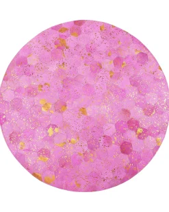 Tapete Redondo Em Pele Genuina Rosa 140 Cm Zeytin