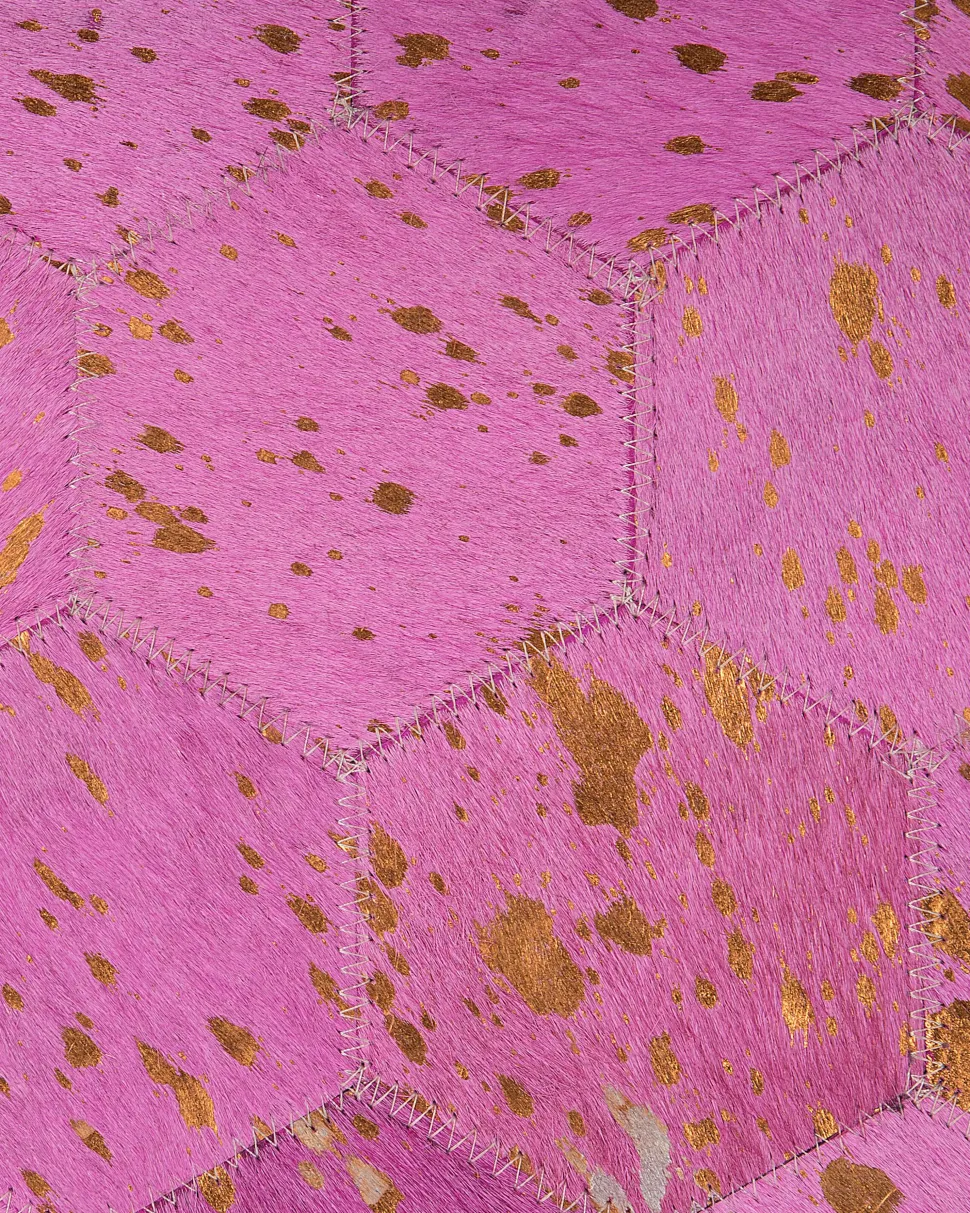 Tapete Redondo Em Pele Genuina Rosa 140 Cm Zeytin