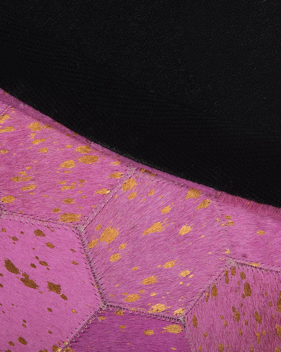 Tapete Redondo Em Pele Genuina Rosa 140 Cm Zeytin