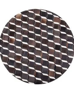 Tapete Redondo Em Pele Genuina Castanha 140 Cm Alpkoy