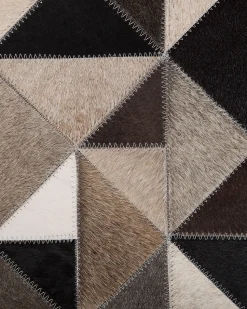 Tapete Redondo Em Pele Genuina Cinzenta E Creme 140 Cm Kirklar