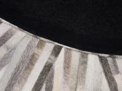 Tapete Redondo Em Pele Genuina Cinzenta 140 Cm Simav