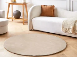 Tapete Redondo Em Viscose Creme 140 Cm Gesi Ii