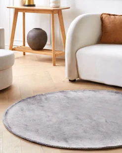 Tapete Redondo Em Viscose Cinzenta Clara 140 Cm Gesi Ii