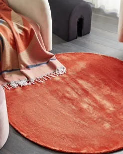 Tapete Redondo Em Viscose Laranja 140 Cm Gesi Ii