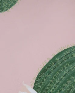 Tapete Redondo Rosa Com Catos 120 Cm Eldivan