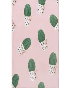 Tapete Rosa Com Catos 80 X 150 Cm Eldivan