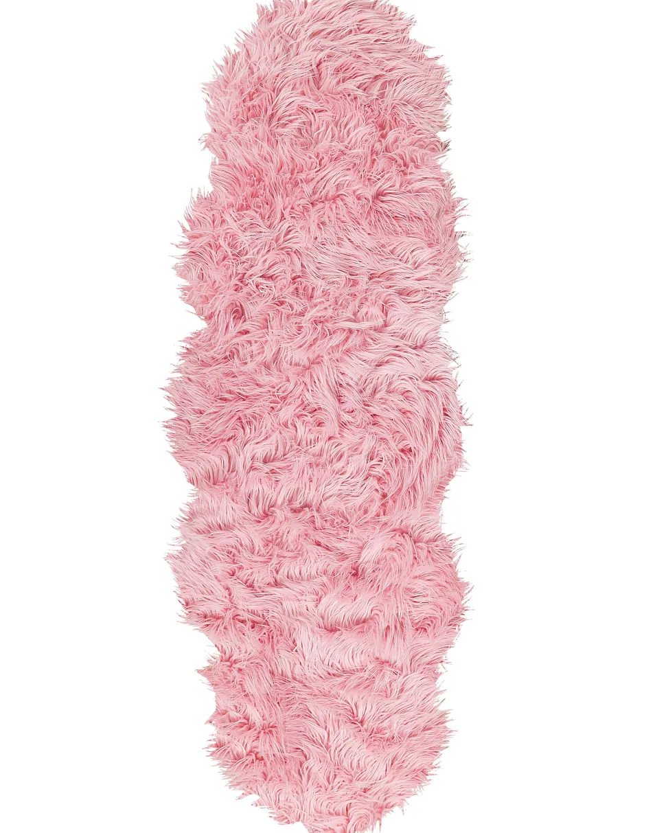 Tapete Tipo Pele De Ovelha Rosa 180 X 60 Cm Mamungari