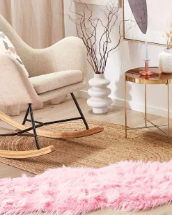 Tapete Tipo Pele De Ovelha Rosa 180 X 60 Cm Mamungari