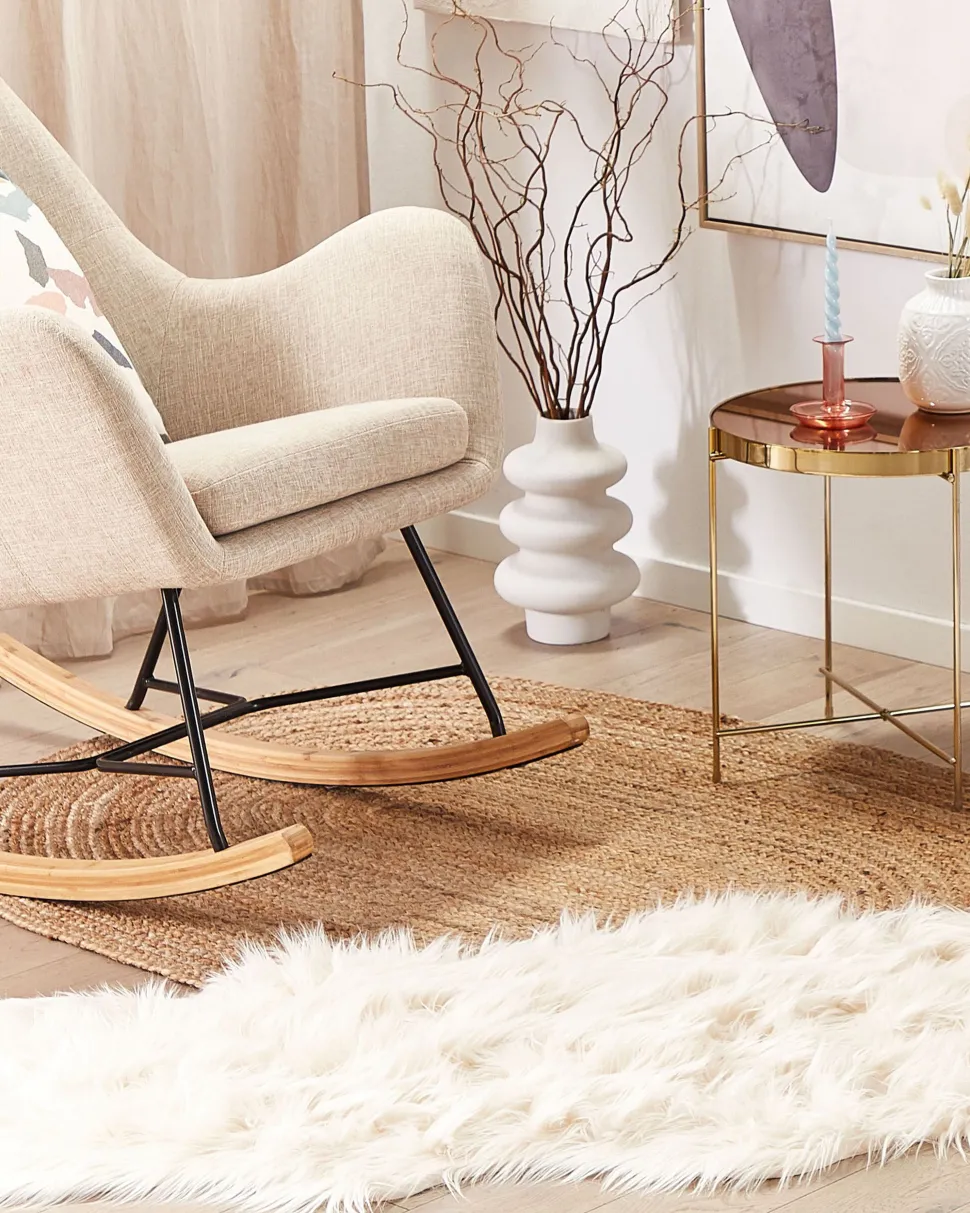 Tapete Tipo Pele De Ovelha Creme 180 X 60 Cm Mamungari