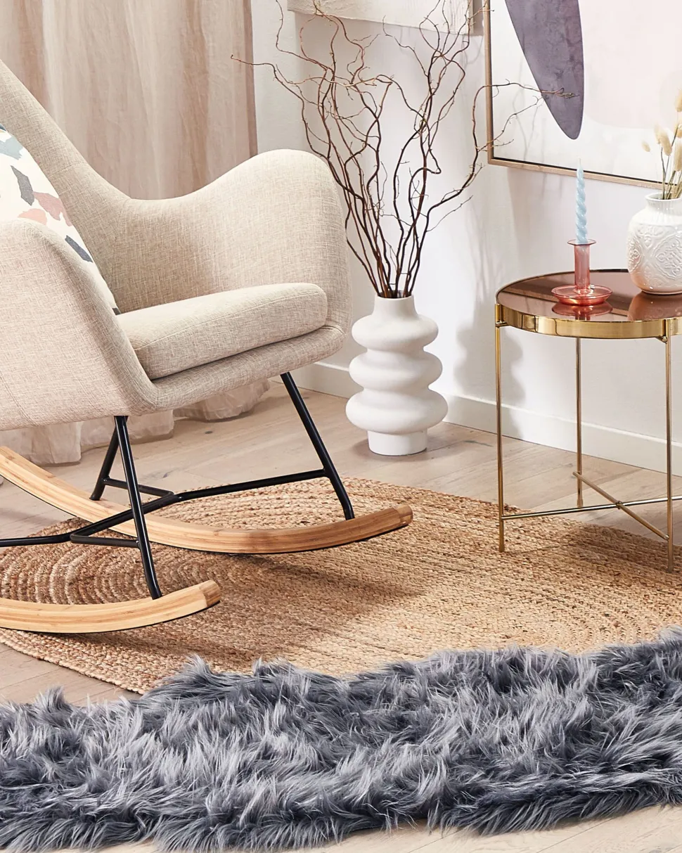 Tapete Tipo Pele De Ovelha Cinzento Escuro 180 X 60 Cm Mamungari