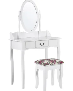 Toucador Com 1 Gaveta E Banco Branco Soleil