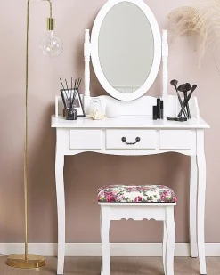 Toucador Com 1 Gaveta E Banco Branco Soleil