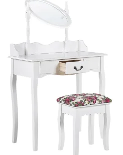 Toucador Com 1 Gaveta E Banco Branco Soleil