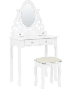 Toucador Com 4 Gavetas E Banco Branco Amour