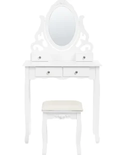 Toucador Com 4 Gavetas E Banco Branco Amour