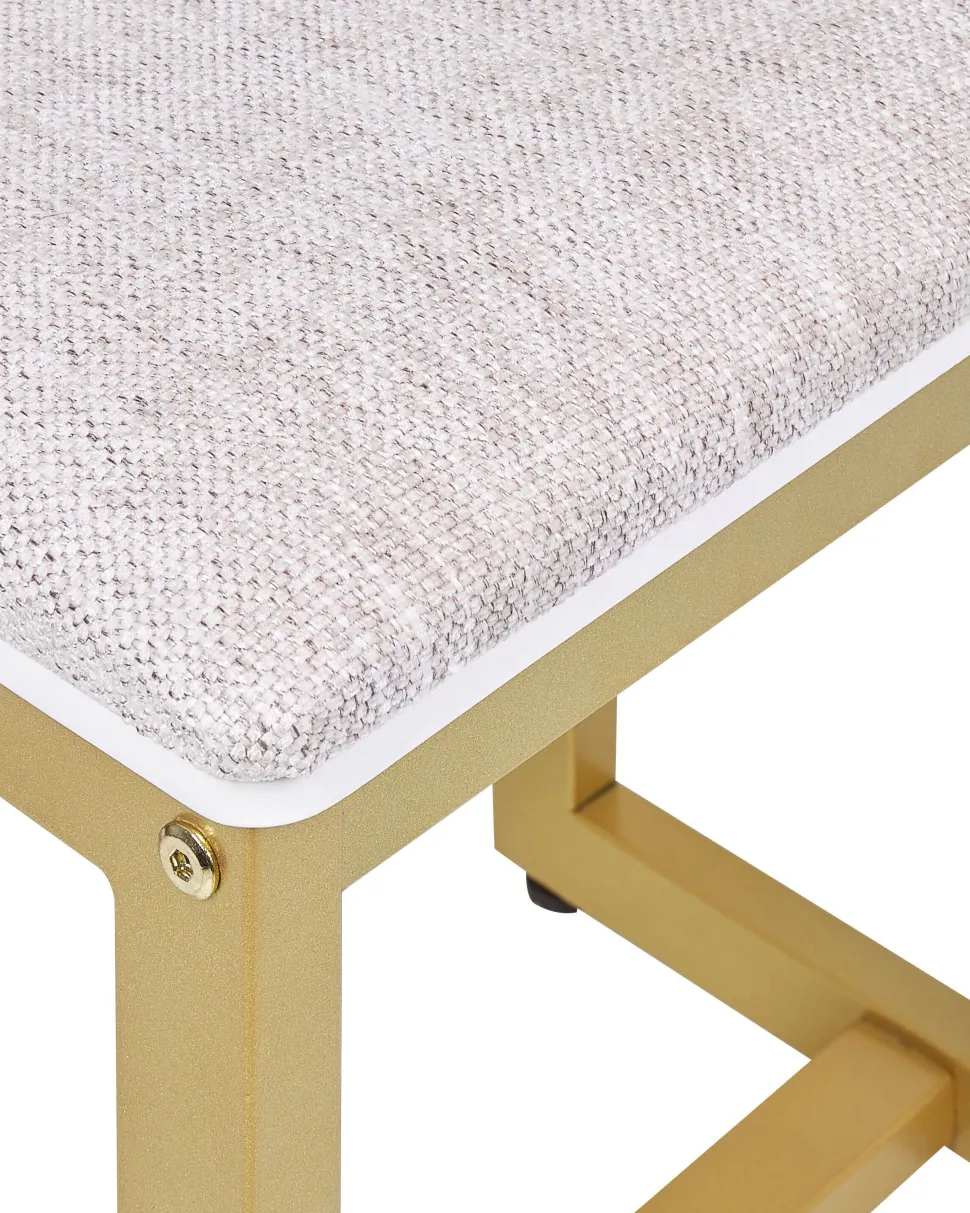 Toucador Com 4 Gavetas E Banco Branco E Dourado Auxon