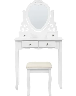 Toucador Com 4 Gavetas E Banco Branco Diva