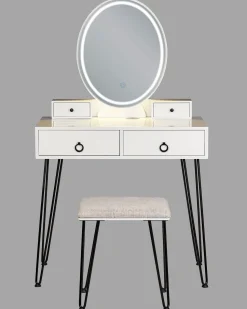 Toucador Com 4 Gavetas E Banco Branco E Preto Soye