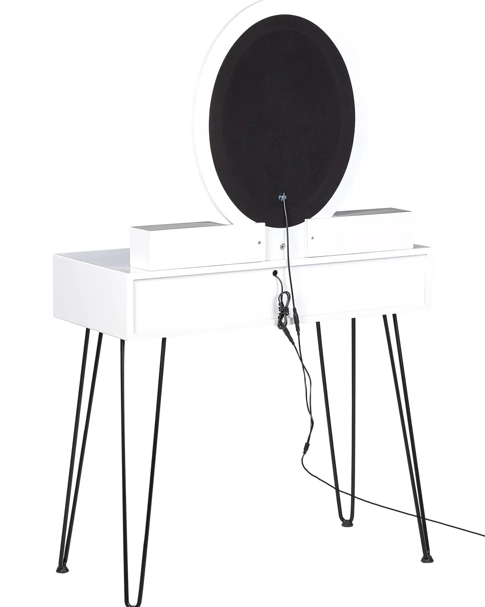 Toucador Com 4 Gavetas E Banco Branco E Preto Soye