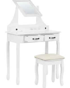 Toucador Com 5 Gavetas E Banco Branco Rayon