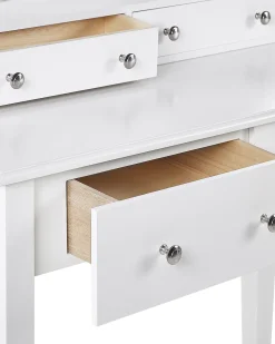 Toucador Com 4 Gavetas E Banco Branco Lune