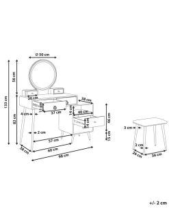 Toucador Com 6 Gavetas E Banco Preto E Dourado Yves