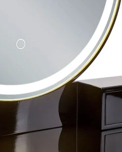 Toucador Com 6 Gavetas E Banco Preto E Dourado Yves