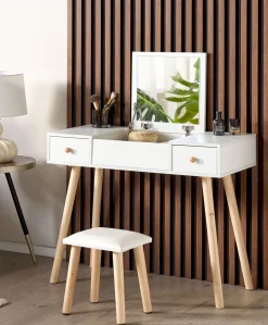 Toucador Com 2 Gavetas E Banco Branco Brioude