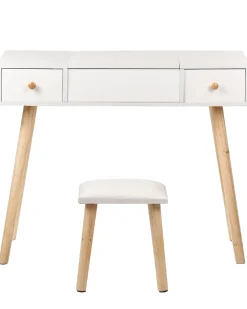 Toucador Com 2 Gavetas E Banco Branco Brioude