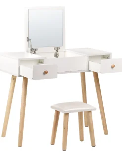 Toucador Com 2 Gavetas E Banco Branco Brioude