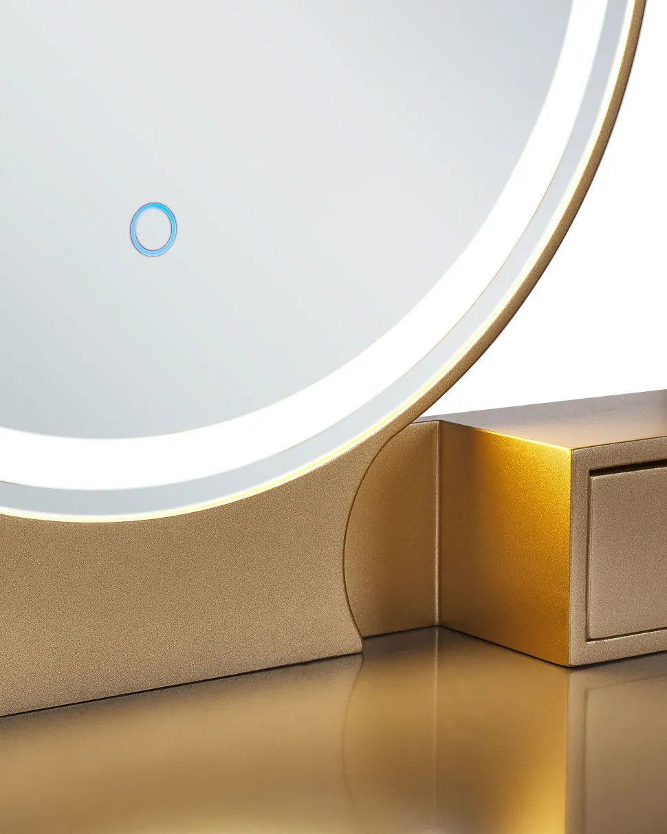 Toucador Com 4 Gavetas E Banco Cinzento E Dourado Fedry