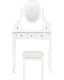 Toucador Com 5 Gavetas E Banco Branco Galaxie