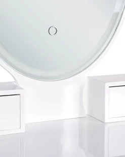 Toucador Com 3 Gavetas E Banco Branco E Dourado Rosey