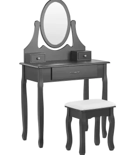 Toucador Com 3 Gavetas E Banco Preto Astre