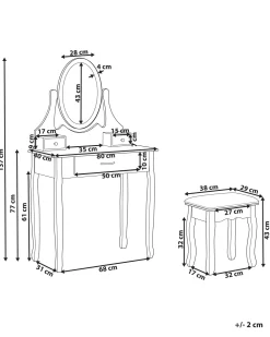 Toucador Com 3 Gavetas E Banco Preto Astre