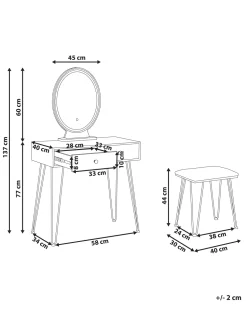 Toucador Com 2 Gavetas E Banco Cor De Madeira Escura E Preto Loix