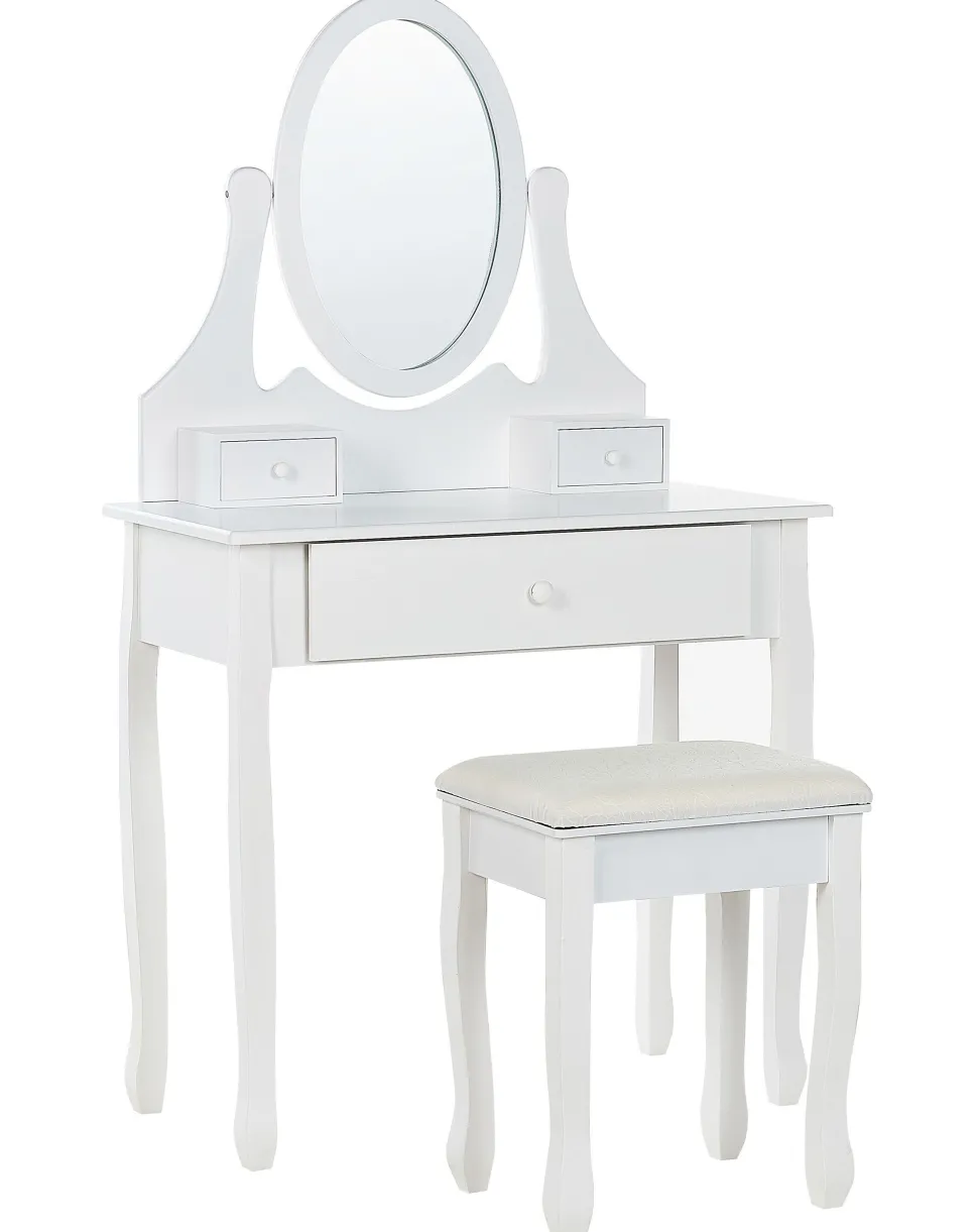Toucador Com 3 Gavetas E Banco Branco Astre