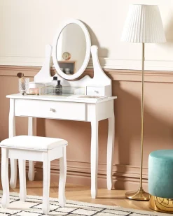 Toucador Com 3 Gavetas E Banco Branco Astre