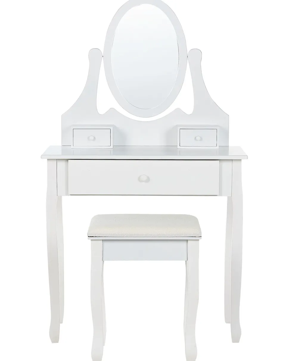 Toucador Com 3 Gavetas E Banco Branco Astre