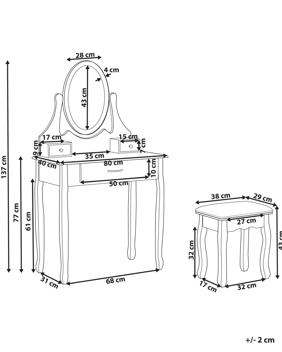 Toucador Com 3 Gavetas E Banco Branco Astre