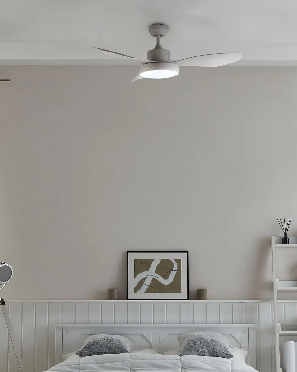 Ventoinha De Teto Branca Com Luz Led Banderas