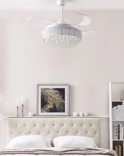 Ventoinha De Teto Branca Com Luz Led Peel