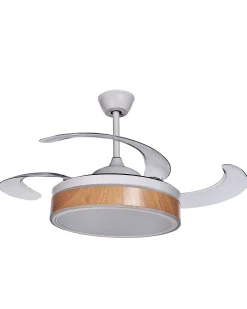 Ventoinha De Teto Branca Com Pas Retrateis E Iluminação Fremont